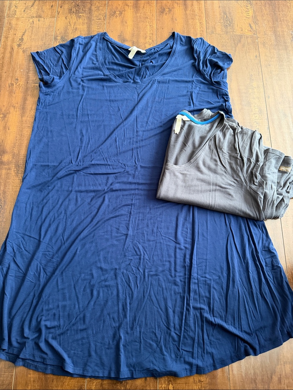 Matilda Jane Navy and Gray Short Sleeve Swing Mini Dress Duo, T-Shirt Dress